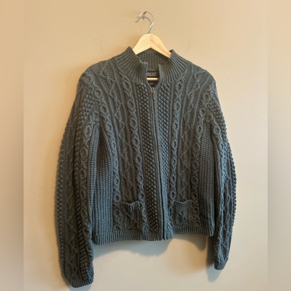 LANDS END | Classic Cable Knit Sweater - Olive Green, Zip-Up, Women’s size MP - Picture 5 of 7